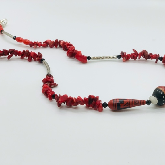 Handmade Peruvian Wood/Glass Beaded Necklace - Picture 3 of 3